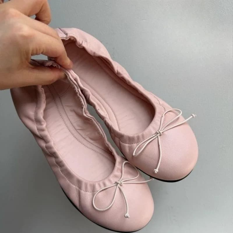 2026 Soft-soled Bowknot Straps Single Shoes with Round Tops for Casual Flat Soles