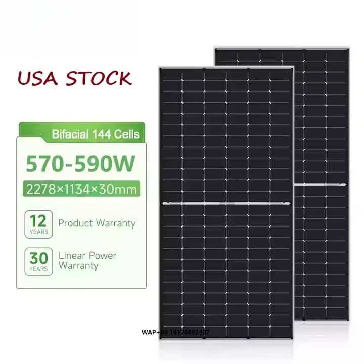 Pannelli Solari Bifacciali Jinko Solar 590W 610W Tipo-N per Uso Commerciale e Residenziale, Disponibili in Magazzino Locale negli USA
