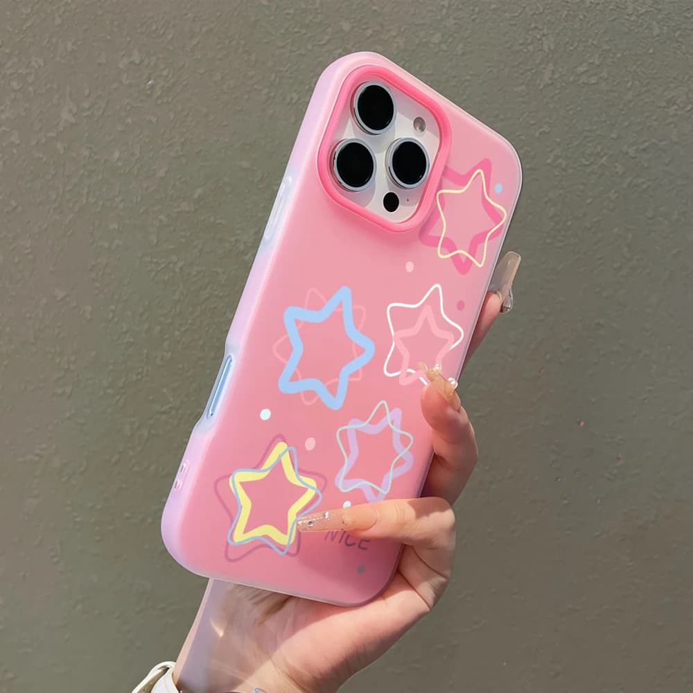 Kawaii Outlines Star Jelly Phone Case For Samsung Galaxy S26 S25 Ultra S24 S23 S22 Plus FE A55 A56 A54 A36 A34 A33 A35 5G Cover