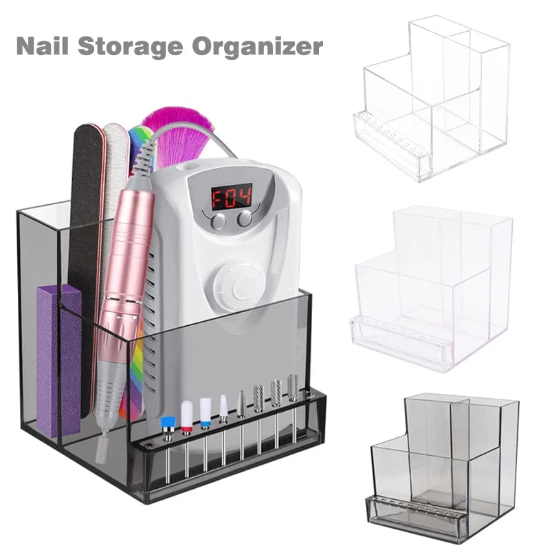 Porta punte per trapano per unghie Display trasparente Scatola per esposizione per unghie Pennello per trucco trasparente Pinzette Organizzatore di stoccaggio Strumenti per manicure per unghie