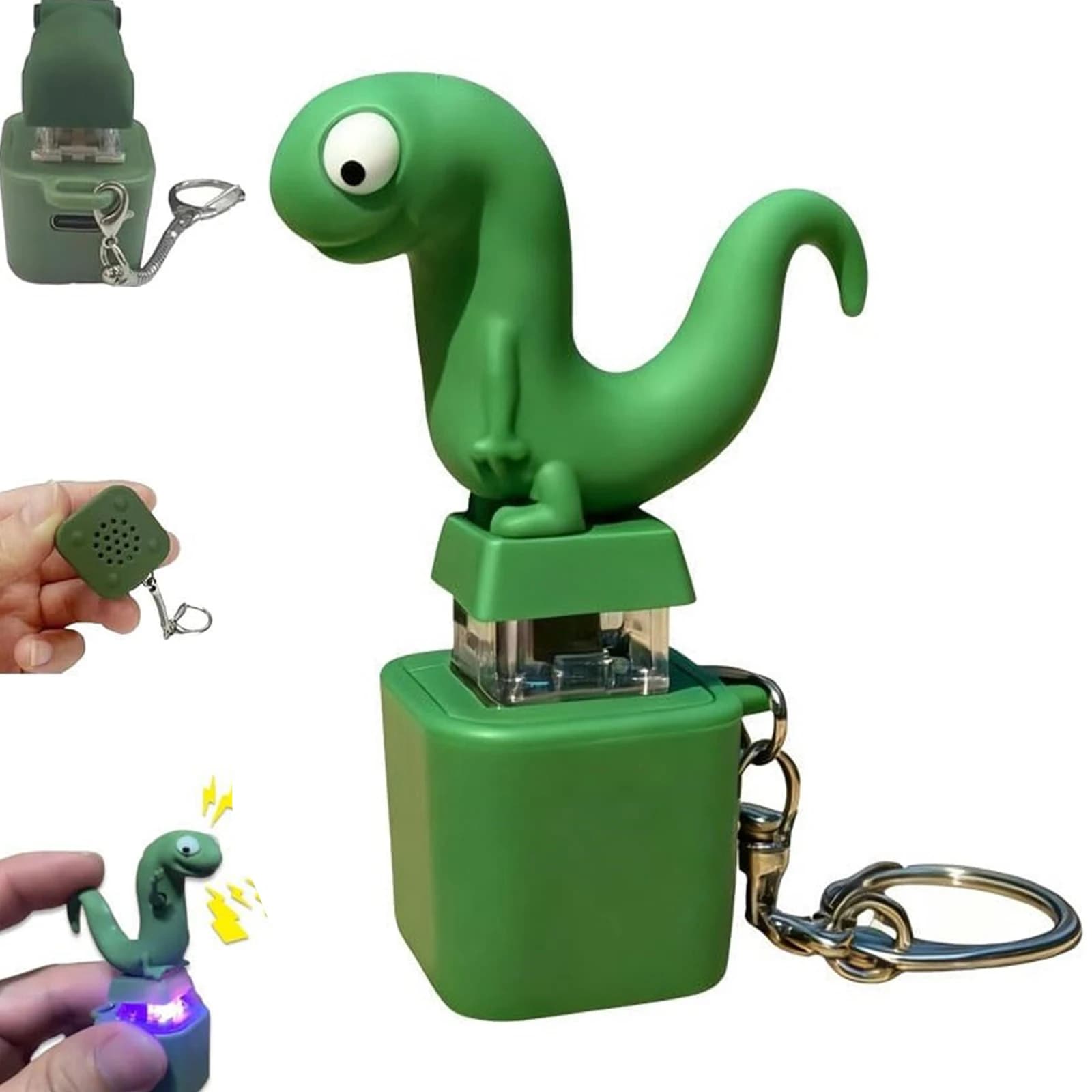 Divertente giocattolo portachiavi Fidget con luce LED ricaricabile lucertole portachiavi divertente lucertole pulsante sonoro giocattolo per bambini adulti sollievo dallo stress