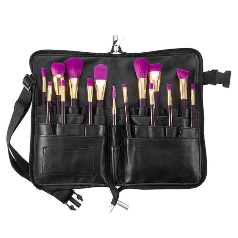 Marsupio per forbici per animali domestici in pelle PU 1PC Borsa per pennelli per trucco cosmetico di grande capacità con cintura per truccatori professionisti
