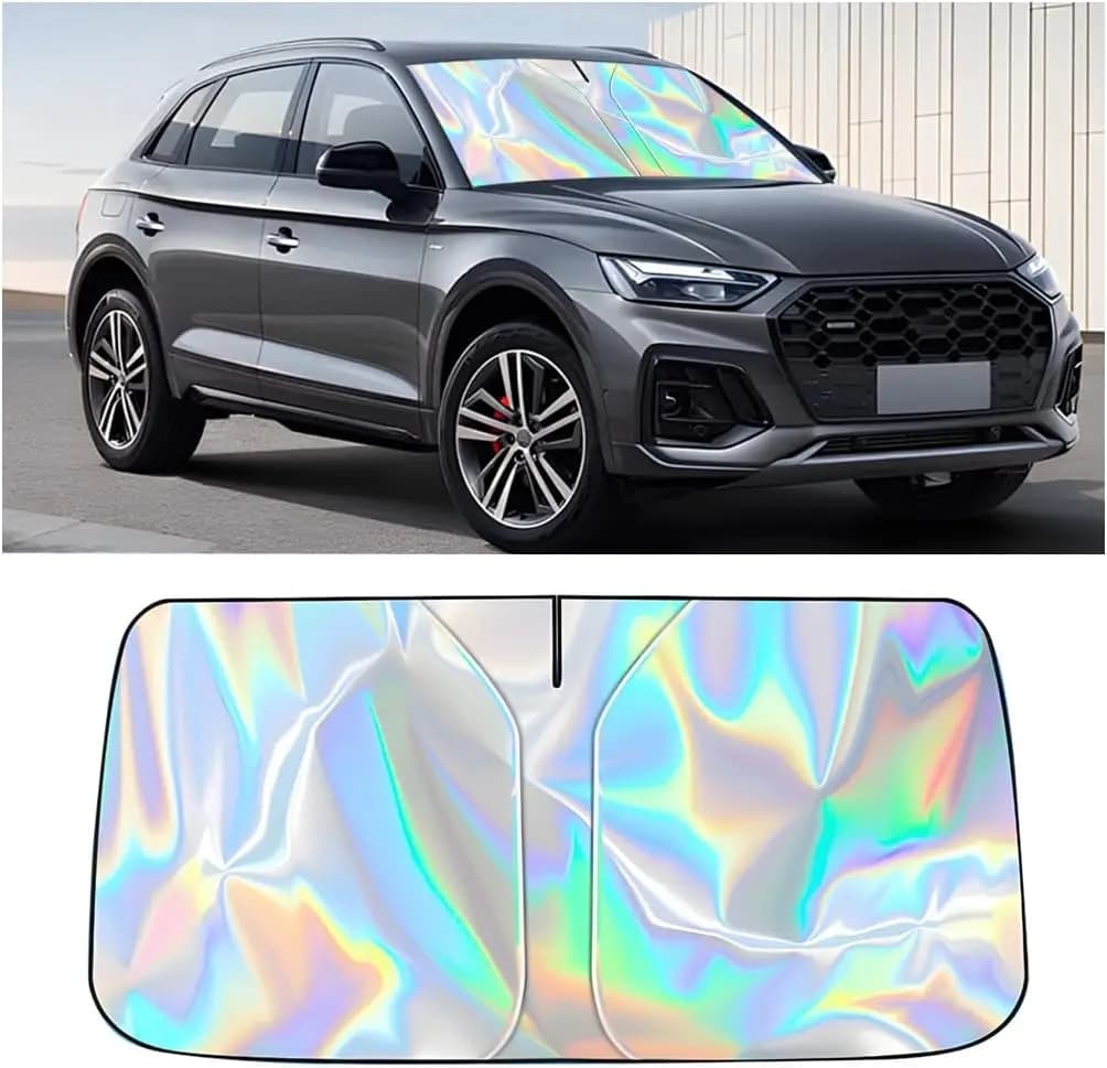 Parasole per Parabrezza Auto, Pieghevole con Riflessione Laser al Titanio per Auto, Camion e SUV, Protezione UV Estiva