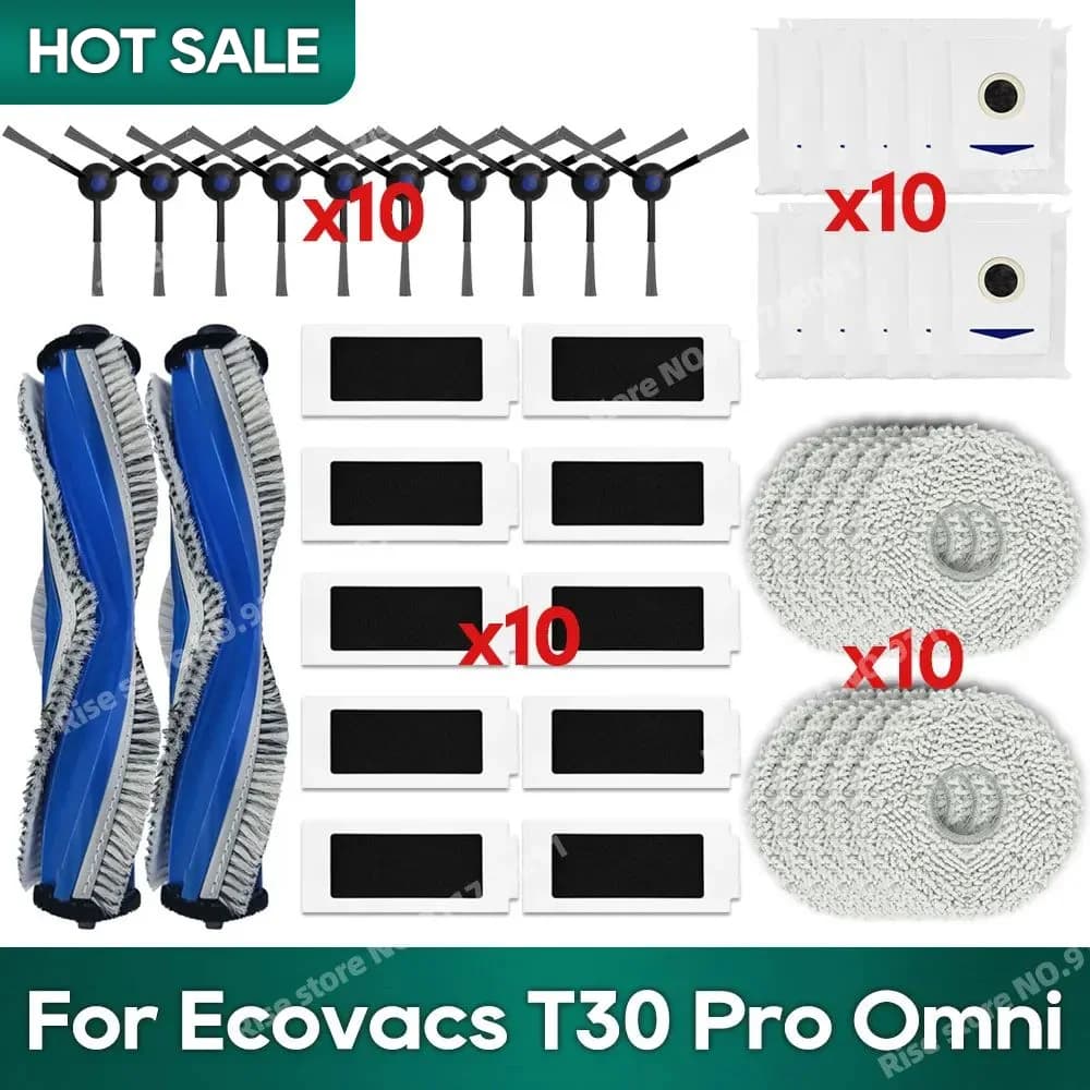 Compatible For Ecovacs T30 Pro Omni / T30 Omni, YEEDI M12 Pro+ Accessories Main Side Brush Filter Mop Dust Bag Replacement