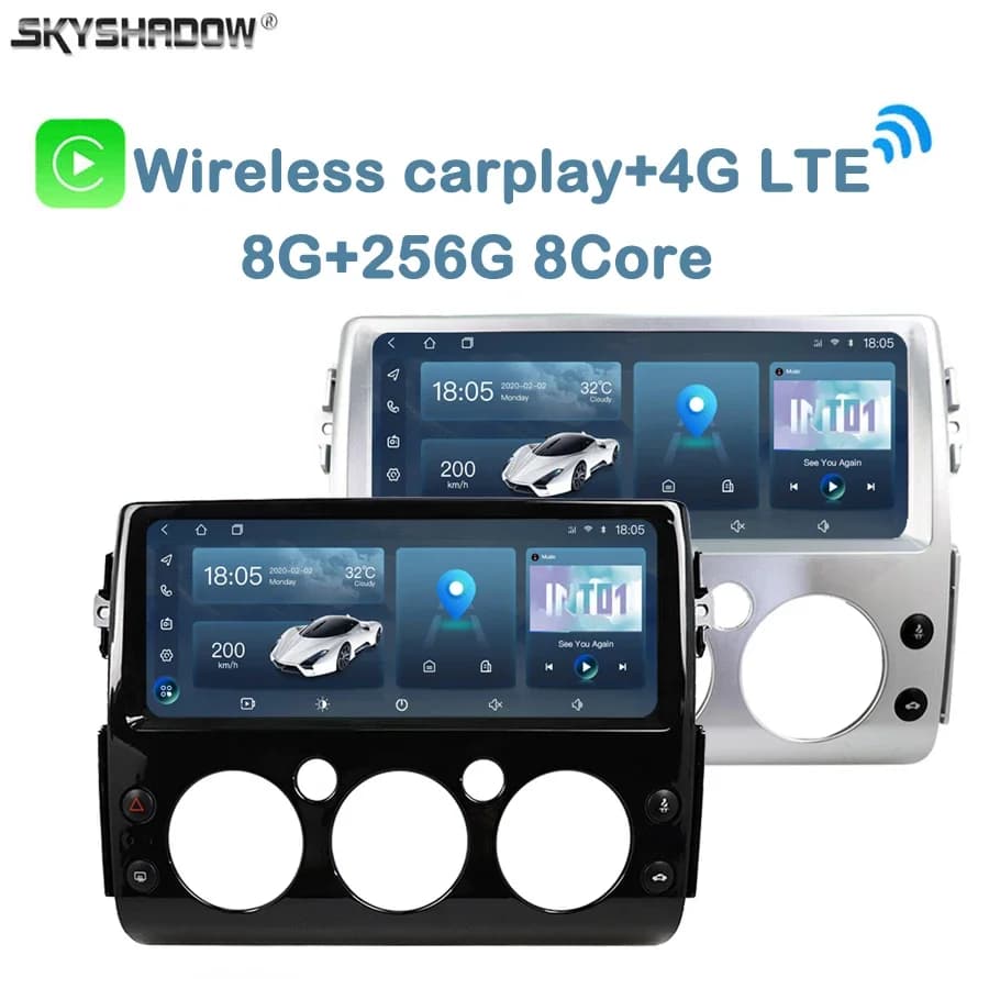 Carplay Auto Android 14.0 8G + 256G LTE 12.3 "IPS Lettore DVD per auto GPS mappa WIFI Bluetooth RDS Radio per Toyota FJ Cruiser 2007-2022
