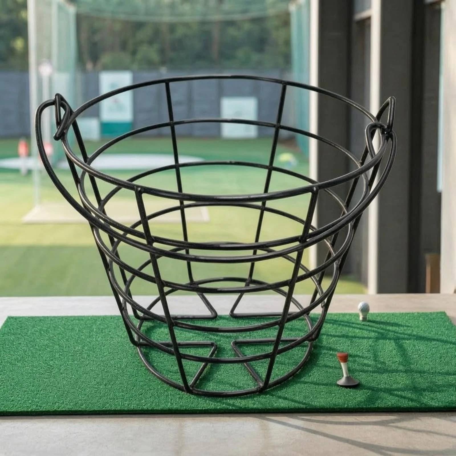 Steel Wire Golf Basket Cage-Like Golf Ball Basket Sports Storage Rounded Top Ventilated for Golfers, Driving Range