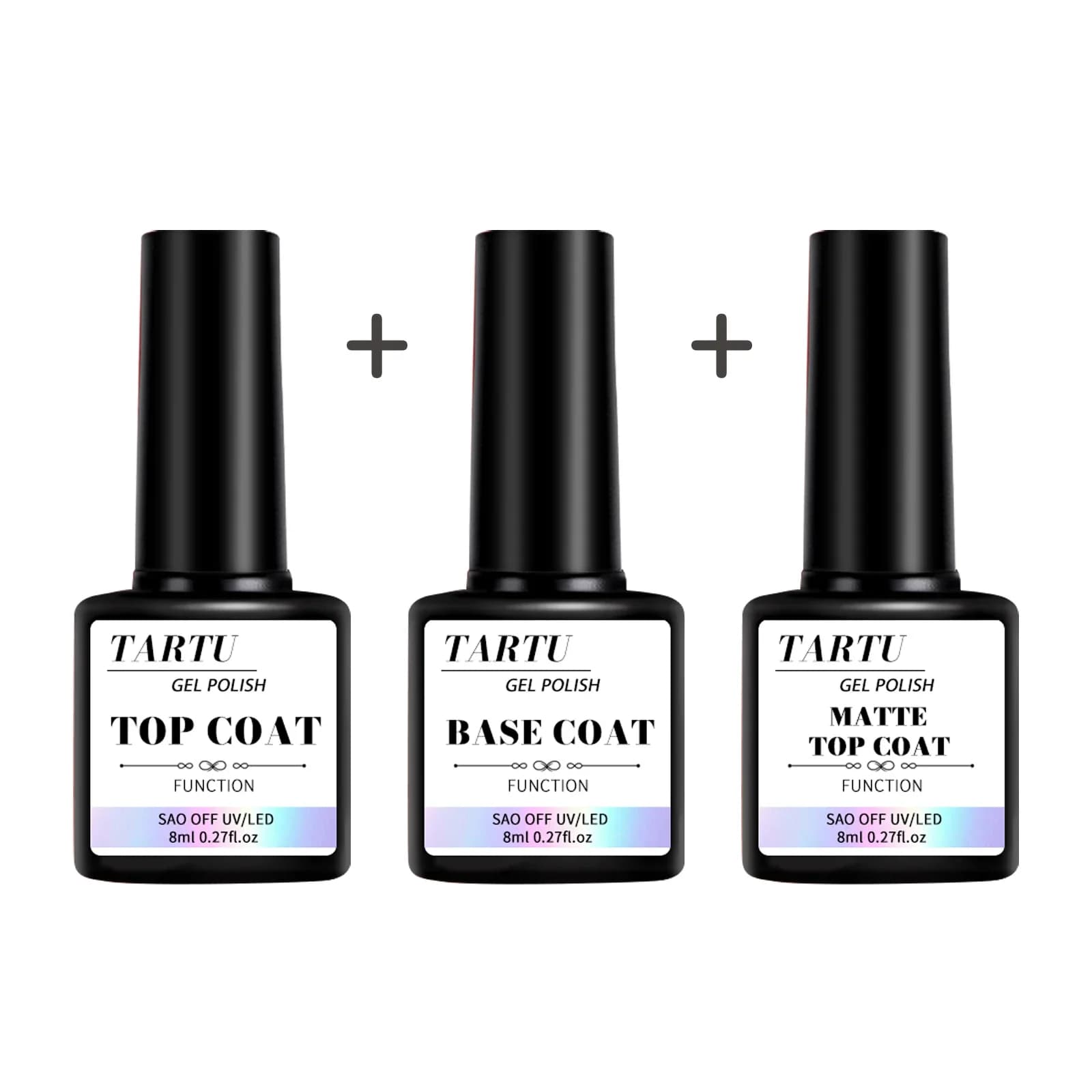 1 pc/2 pieces/3 pieces 8 ml functional set for nail art in gel with base coating and top coat with diamonds, matte top, soak off for nail art design tool