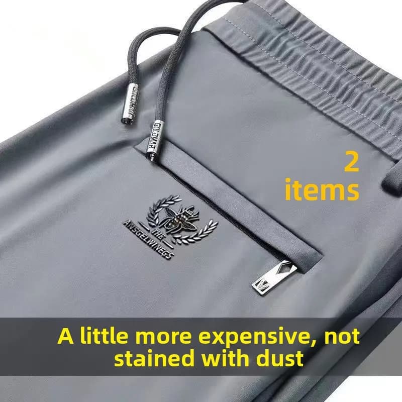 Men's Summer Thin Ice Silk Breathable Casual Pants Loose Straight Leg Long Sports Shorts Quick Dry High Waist Straight Tube