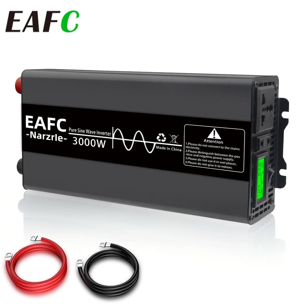EAFC Il più nuovo inverter a onda sinusoidale pura 3000W DC 12V a AC 220V Adattatore convertitore per caricabatterie inverter per viaggi, campeggio
