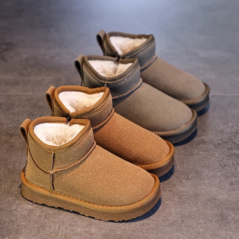 Stivali da neve per bambini Stivali termici per bambini con fondo morbido stile coreano con pelliccia calda 2025 Stivali casual invernali per ragazzi e ragazze Peluche alla moda