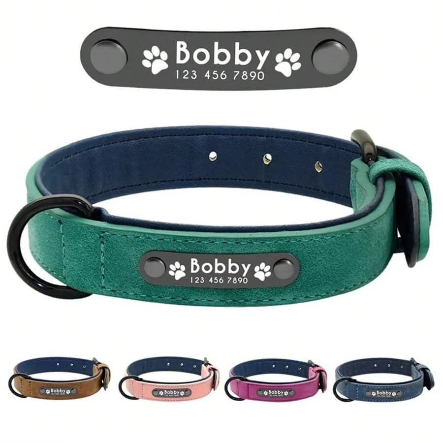 Etichetta identificativa personalizzata con nome collare per cani in pelle personalizzata, adatta per regali alla moda per cani e gatti di piccola e media taglia