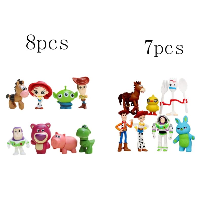 *7-8pcs / Set Toys Story Action Figure Anime Cartoon Model Dolls Car Decoration Cake Accessories Anime Figure Toy Festival Gifts