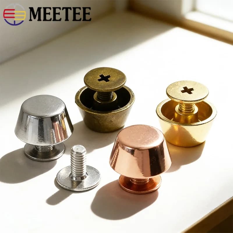 50Pcs 8-15mm Metal Studs Bag Bottom Feet Screw Rivets for Handbag Purse Leather Craft Repair Decor Clasp DIY Hardware Accessory