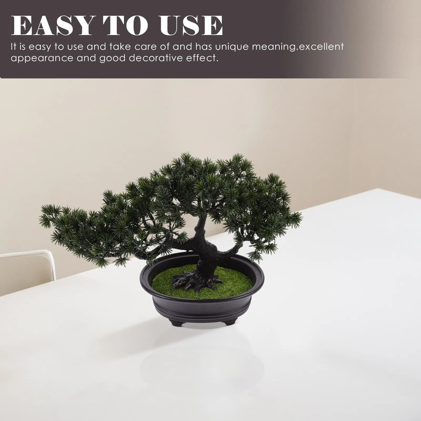 Realistic Artificial Pine Bonsai, Fin Plant in Vase, Small Desk Decor for Living Room, Bedroom, Office, Bathroom, Shelves, House Furnishing