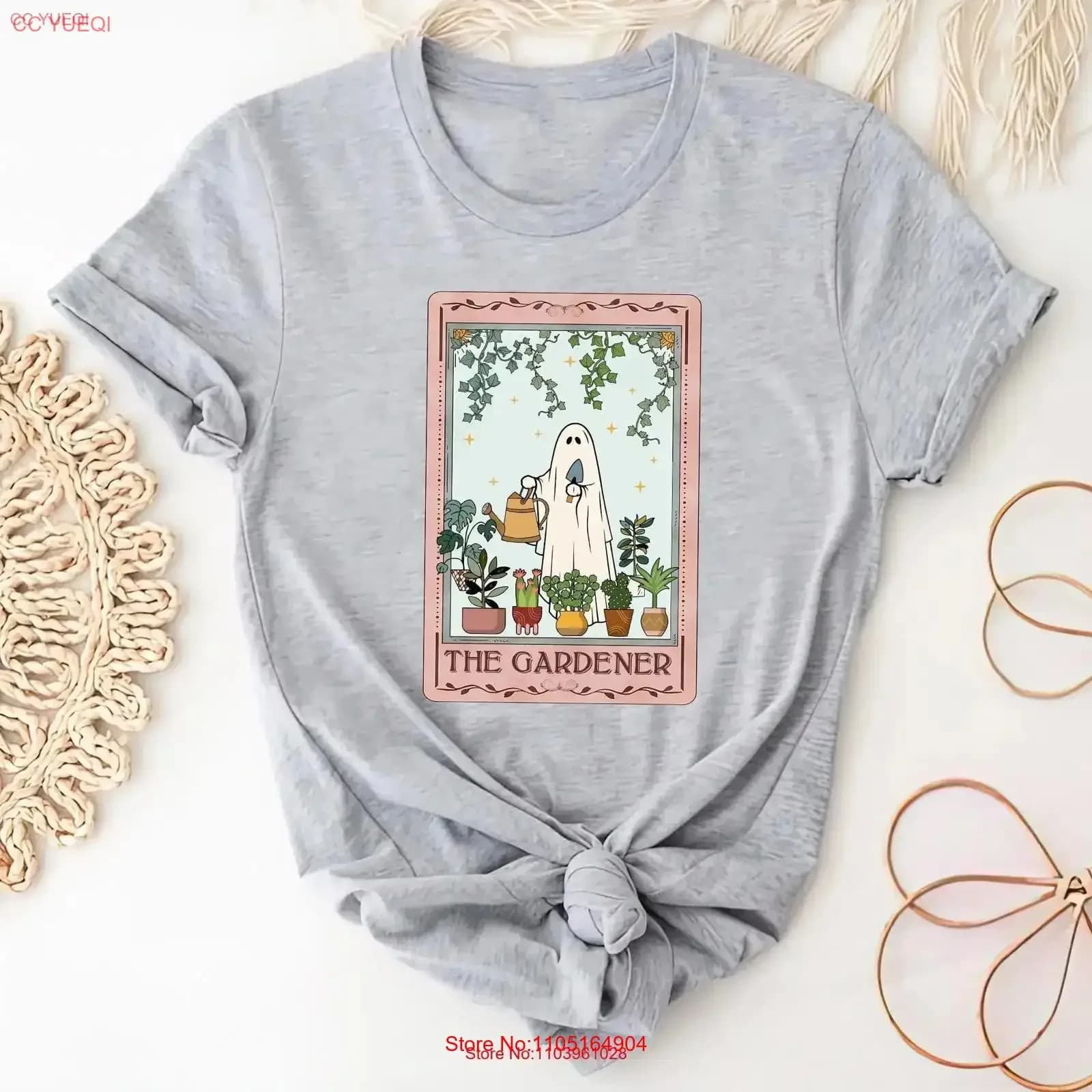 The Gardener Tarocchi Card T Shirt Giardinaggio GhosT Halloween Amante delle piante Vestito vintage lavato Elegante homme Moda traspirante