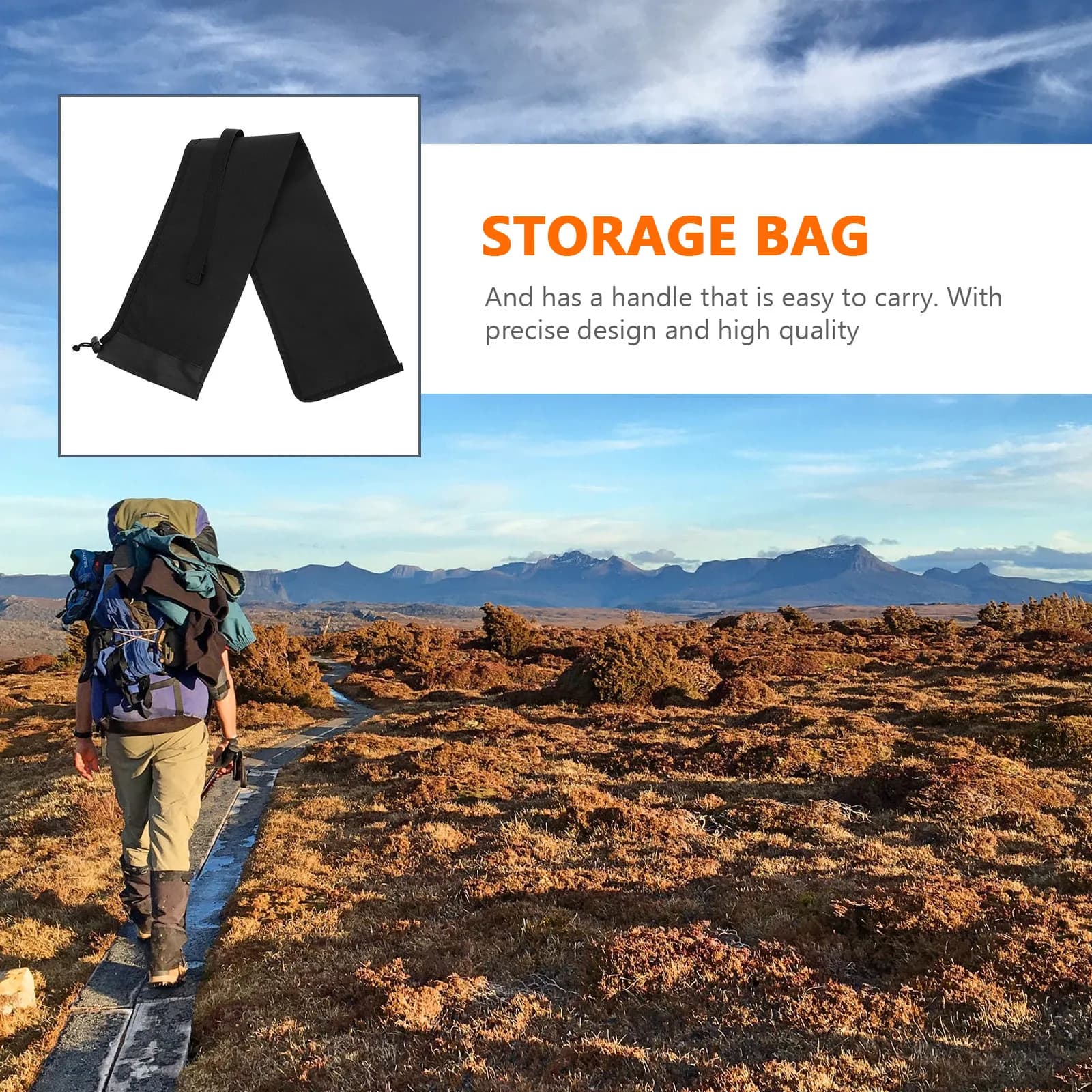 2Pcs Alpenstocks Storage Bag Waterproof Sturdy with Pocket Neckline Rope Closure for Hiking Trekking Walking Poles Carrying