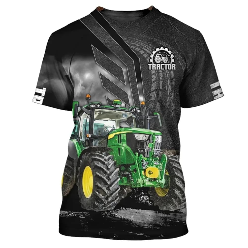 T-shirt da uomo di grandi dimensioni con stampa 3D estiva con motivo trattore agricolo, ad asciugatura rapida e traspirante, adatta per l'uso all'aperto