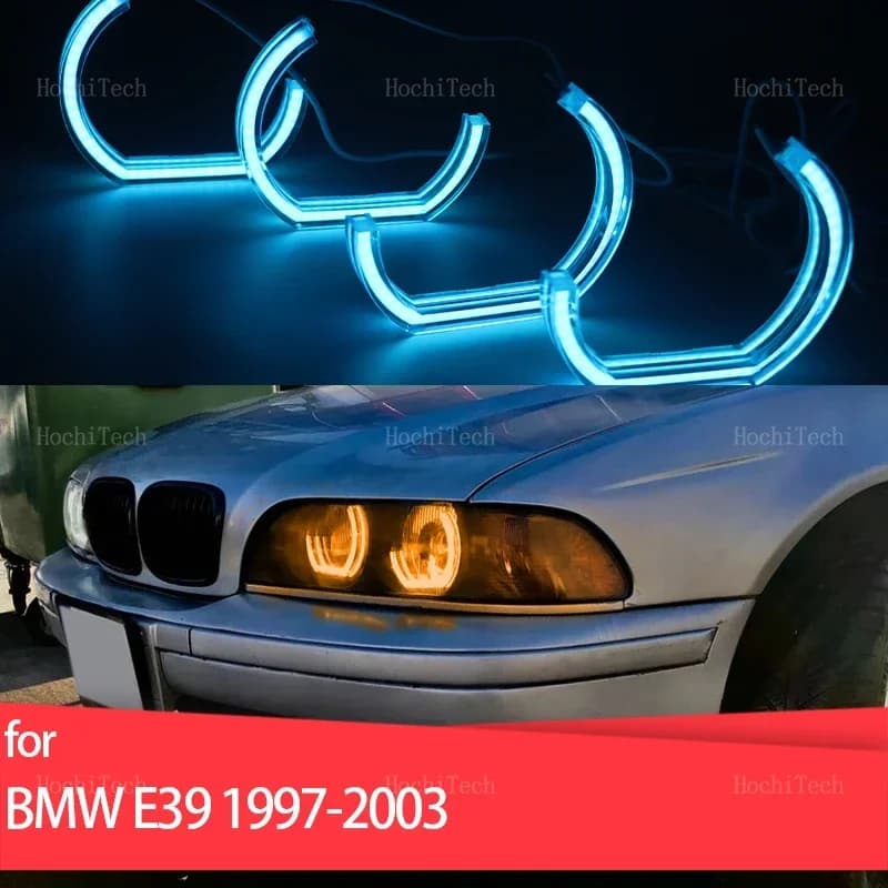 Anelli luminosi RGB multicolore con controllo tramite app, kit LED Angel Eyes DRL per BMW Serie 5 E39 525i 528i 530i 540i 1997-2003