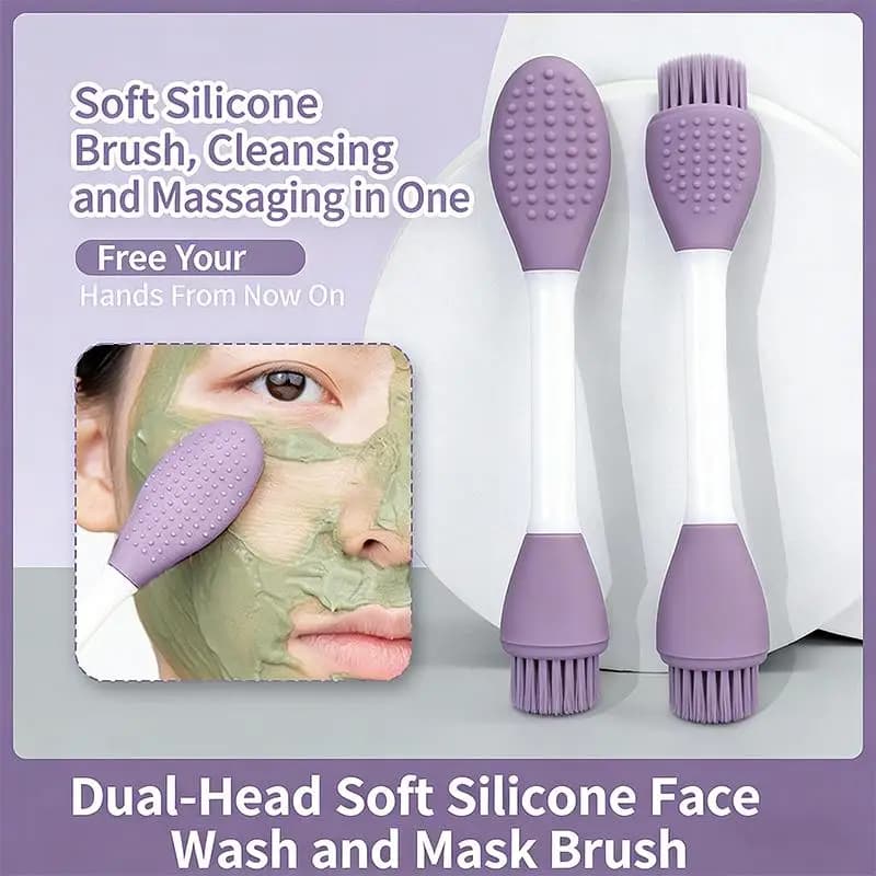 【Bellissimo】 Pennello per maschera in silicone a doppia testa, raschietto per maschera al fango, strumento di bellezza, spazzola per massaggio facciale