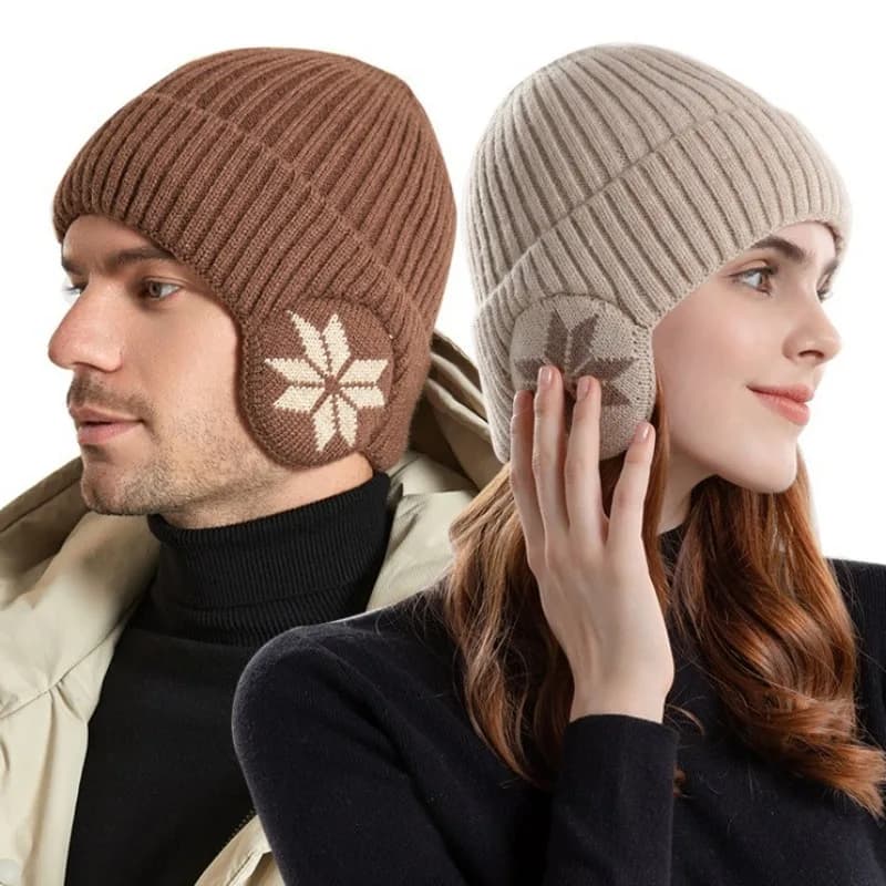 Nuovo unisex aggiunge cappello lavorato a maglia invernale foderato in pelliccia con paraorecchie cappelli a cuffia moda per uomo donna classico all'aperto berretto caldo