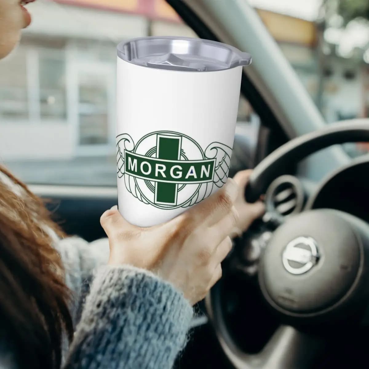 Morgan Motor Car Company Bicchiere in acciaio inossidabile Tazze isolate sottovuoto Bottiglia termica fredda con cannuccia con coperchio 20 once