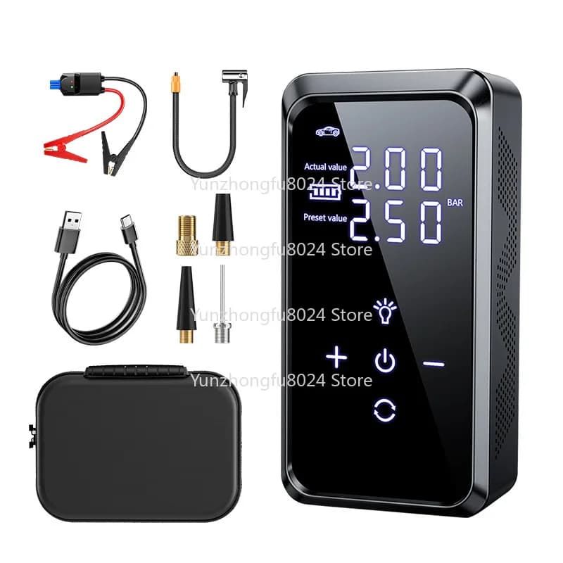 Pompa d'aria portatile 12v e avviamento di emergenza 4 in 1 Corrente di picco multifunzione 1000A Batteria per auto Avviatore di emergenza e gonfiatori di pneumatici