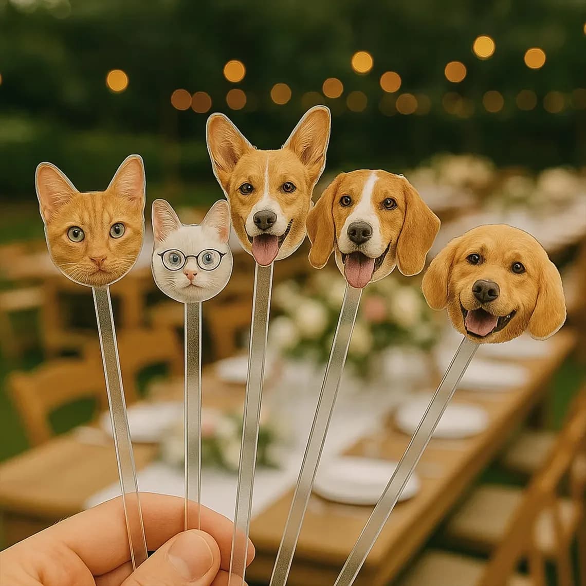 Foto di animali domestici Bevanda Mescolare Regalo di nozze Decorazione della tavola Agitatori da cocktail personalizzati Bevanda per feste in acrilico Mescolare Souvenir per feste