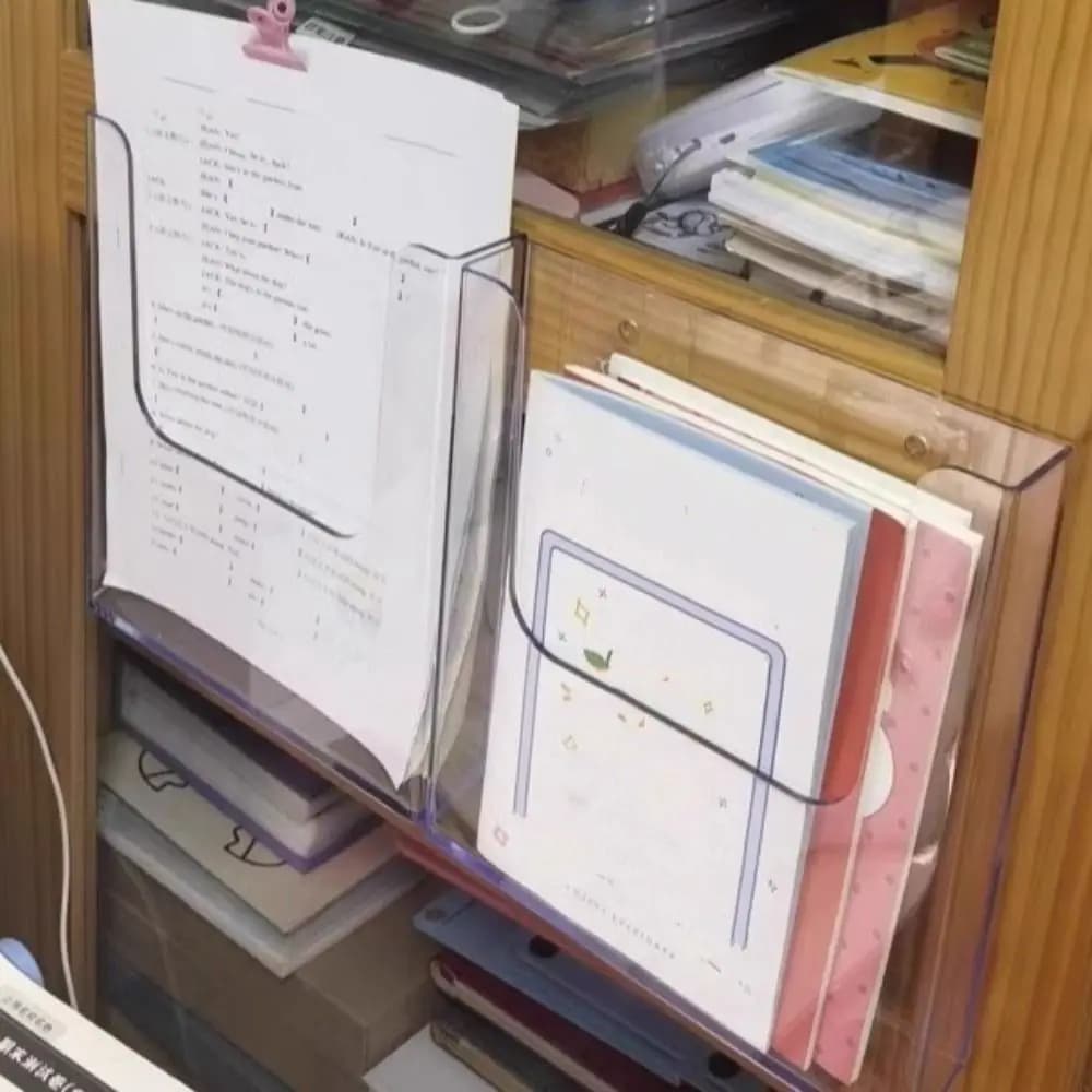 Organizzatore di documenti da parete A4/A5 a strato singolo, porta documenti trasparente, porta riviste in plastica