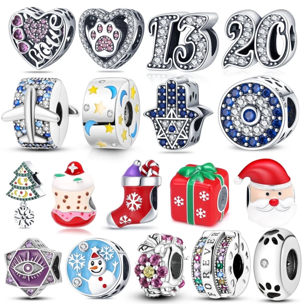 2026 Hot Selling Christmas 925 silver plated Charm Beads Snowman Christmas Tree Suitable for Women Bracelet DIY Jewelry Gift
