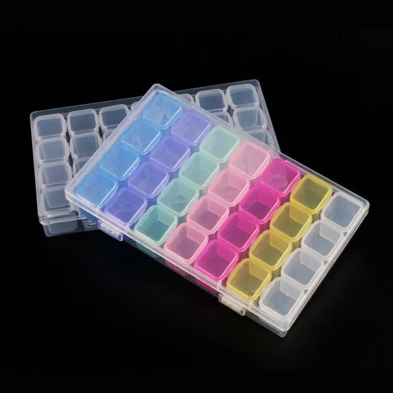 28 grid nail accessories storage box transparent plastic box for small items classification box with portable sequins box for pills from one week