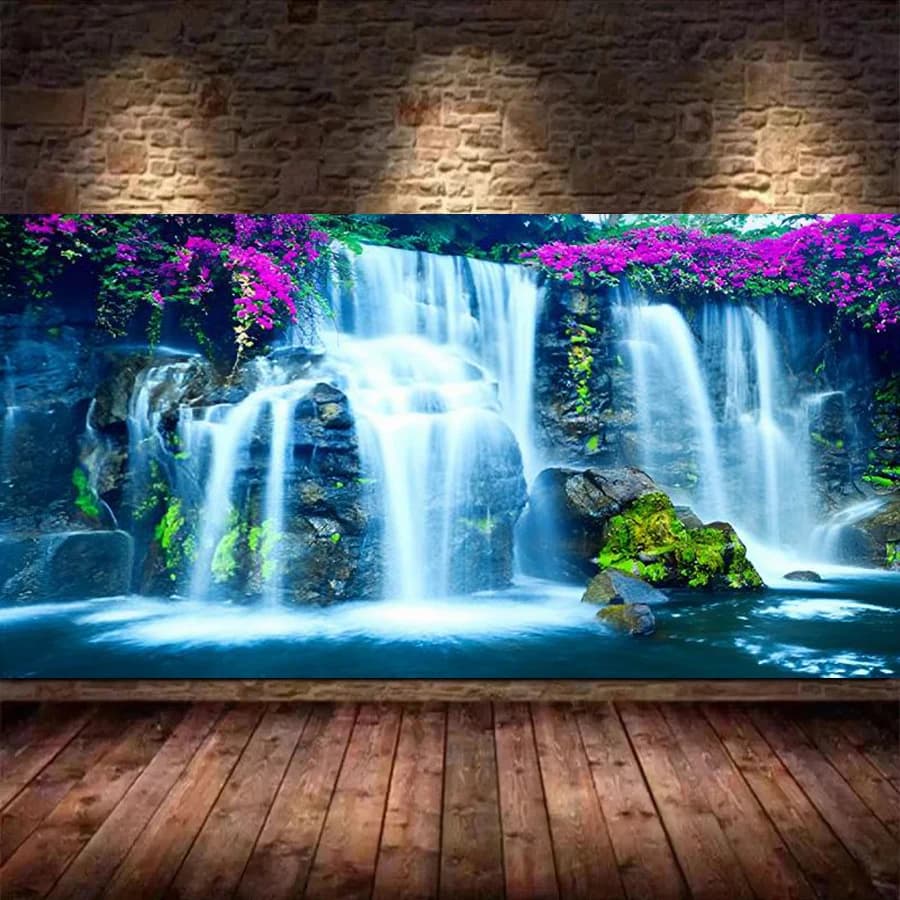 Natural Scenery Waterfall Diy Diamond Art Painting Kit Large Size Full Square Round Drill Mosaic Embroidery Picture Wall Decor