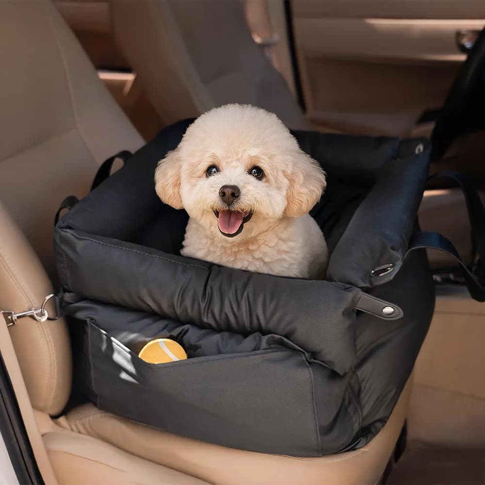 Seggiolino per auto impermeabile in ecopelle per animali domestici, letto portatile da viaggio per cani con caratteristiche antiaderenti e antigraffio per il comfort di viaggio