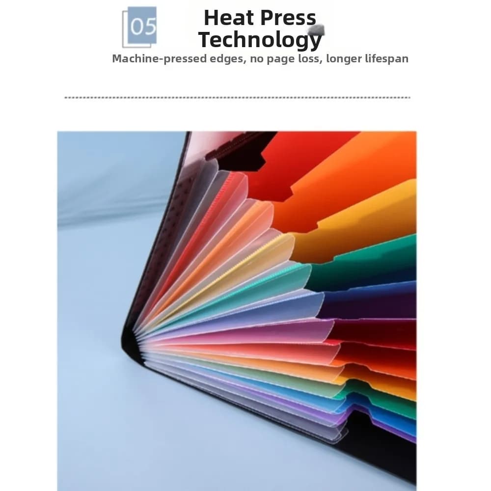 Multi-layer A4 Partition Folder with 12 Pockets Large-capacity Featuring 12 Colorful Labels Expansion File Folder Waterproof