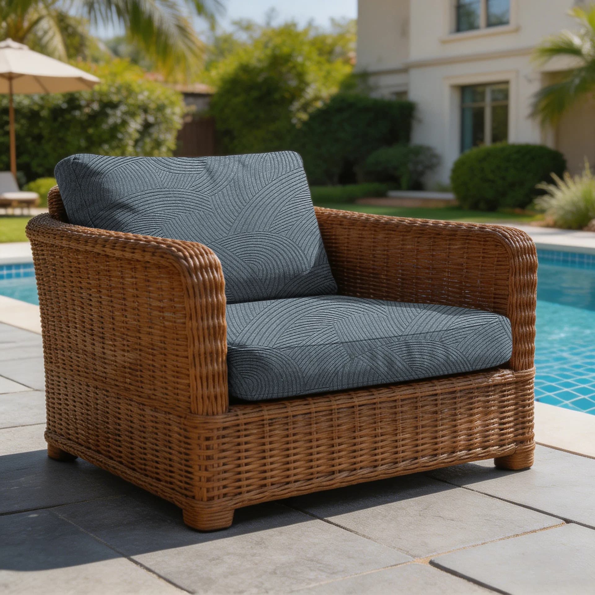 Outdoor Sofa Cushion Covers Set, Patio Wicker Chair Slipcovers, UV Fade Resistant Cushion Protector for Garden Furniture