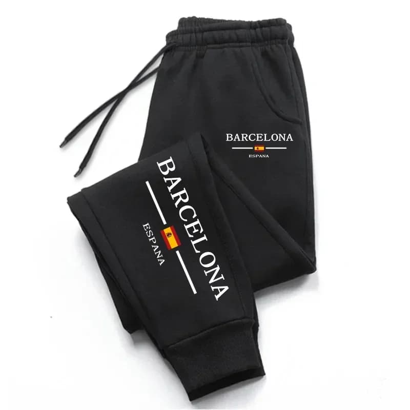 Casual sports pants four seasons Long men's football pants 2025 Hot sale Barcelona printed sports pants for men