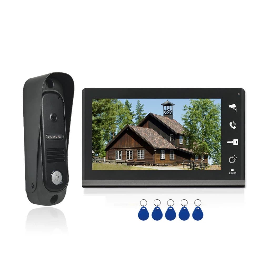 Sistema citofonico campanello video a 4 fili RFID sblocco campanello con schermo da 7 pollici visione notturna citofono di casa per villa
