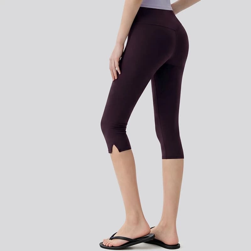 High Waist Women's Yoga Pants Tight Stretch Gym Fitness Leggings Pilates Three-Point Sports Slit Summer Training Hip