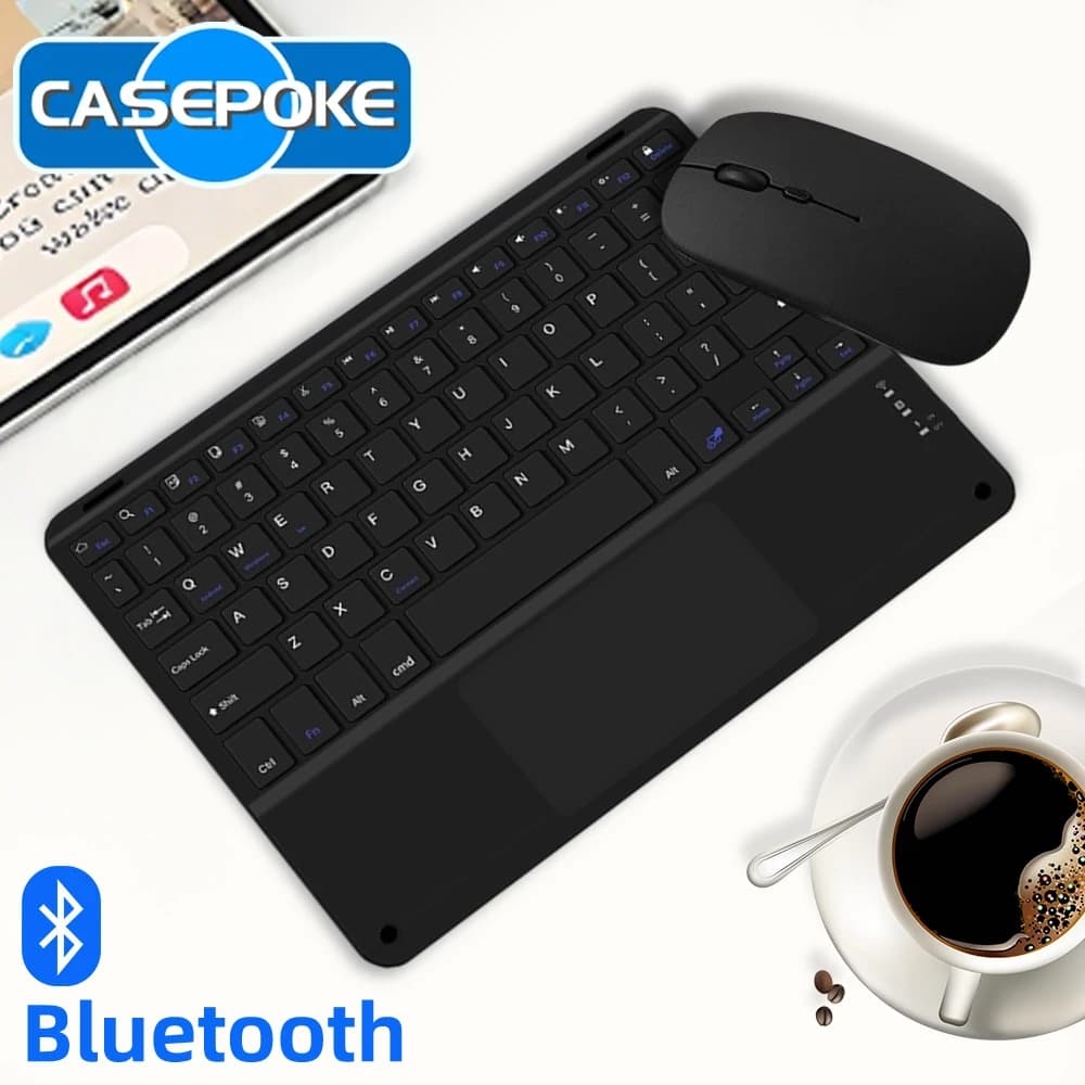 Nuova Tastiera Wireless Bluetooth Silenziosa 2025 con Mouse per Android, iOS, Windows, iPad, Tablet Xiaomi, Telefono, PC, Laptop