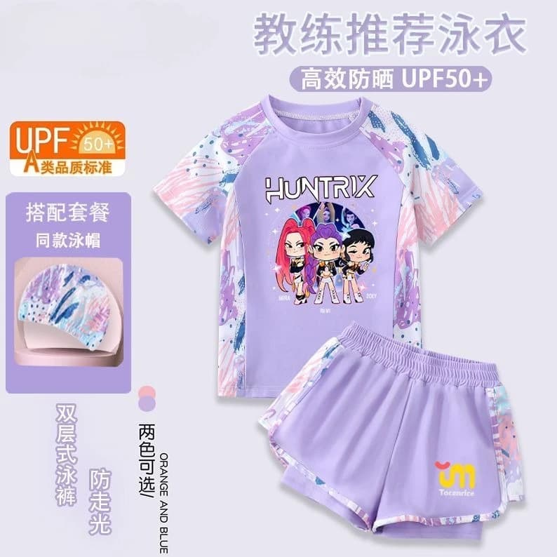 Girl's Witch Hunter Squad Swimwear Quick Drying, Elegant Two Piece Swimsuit for Girls Tween & Big Girls Beach & Pool