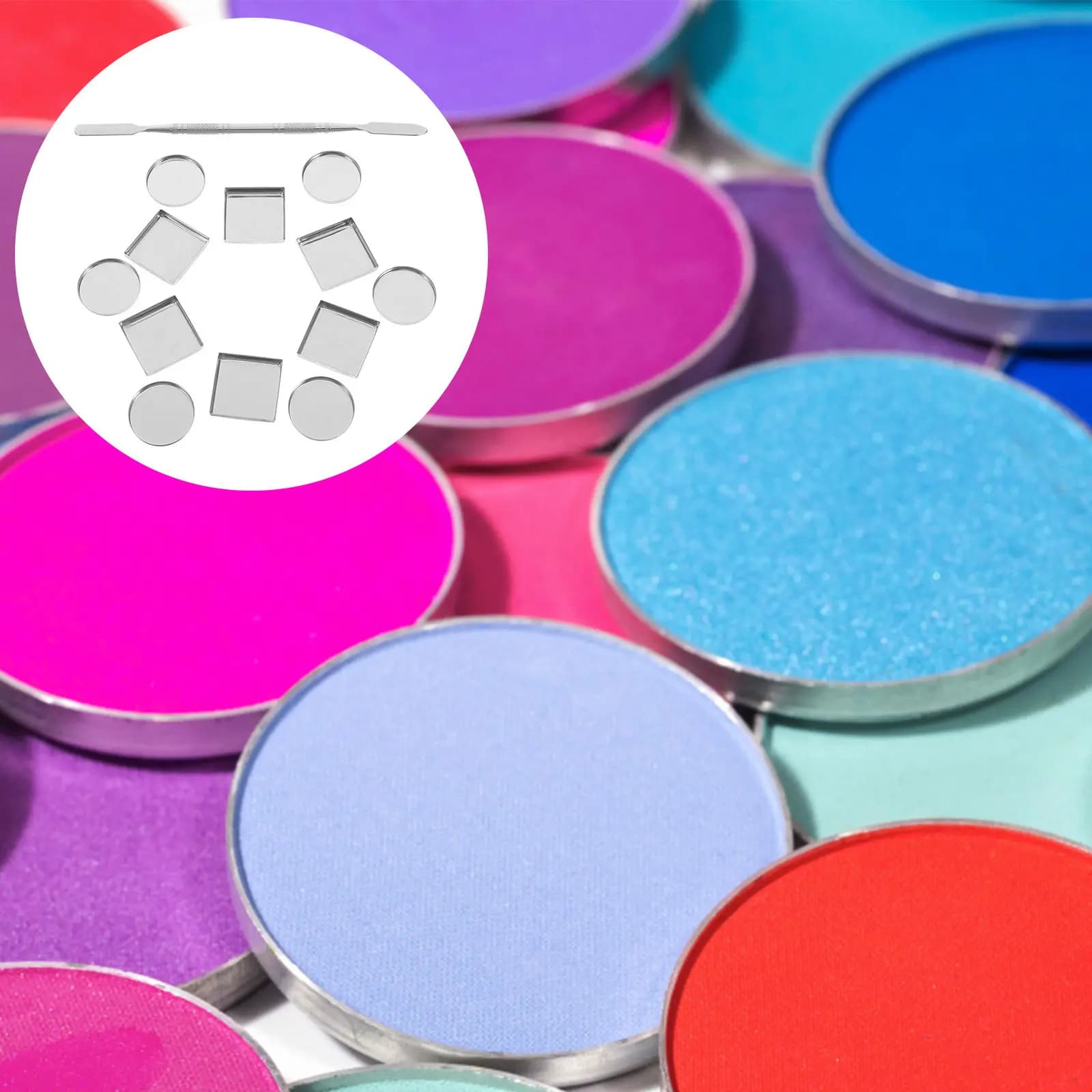 31Pcs Makeup Metal Pans Round Square Palette DIY Organizer Eyeshadow Blush Pressed Powder Storage Mixing Tool