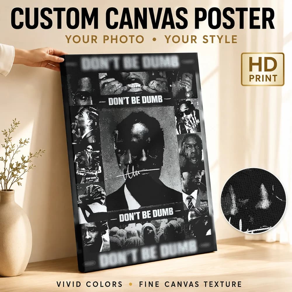 Don't Be Dumb - Black and White Collage Canvas Poster Customized Modern Pop Culture Wall Paintings Decoration for Home Theater