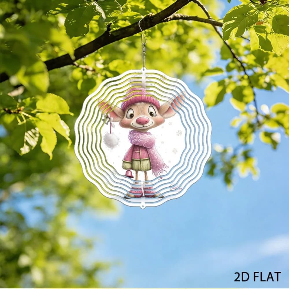 Winter Deer Wind Chime Iron Outdoor Holiday Garden Decor Snowflake