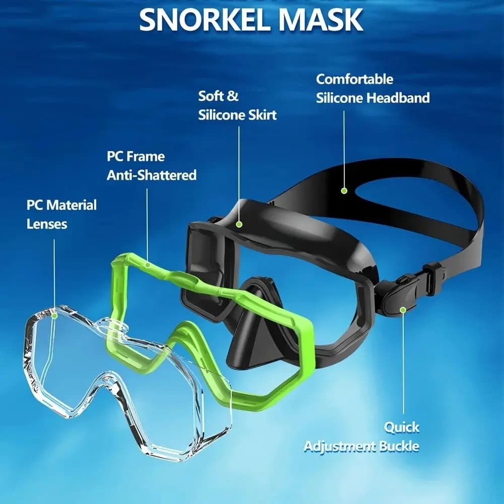 PC Glass Swim Goggles PVC Strap Anti Fog Snorkel Swimming Goggles Vibrant Colors with Nose Cover Pool Swim Eyewear for Youth