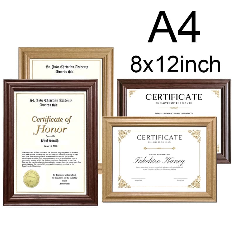 1/2 pz 8 x12in legno Phoro cornice A4 certificato documento cornice d'onore Retro classico legno colore rosso cornice appesa Desktop