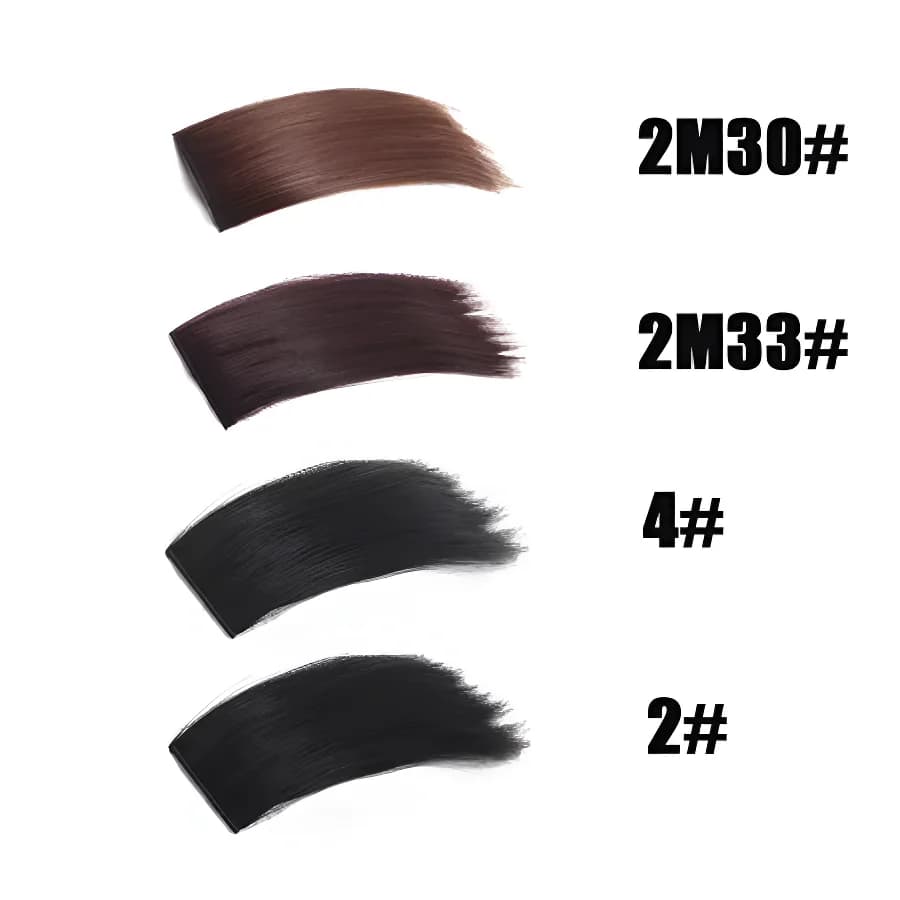 Extension per capelli sintetici corti e lisci, invisibili, con copertura laterale per il cuoio capelluto, per donna