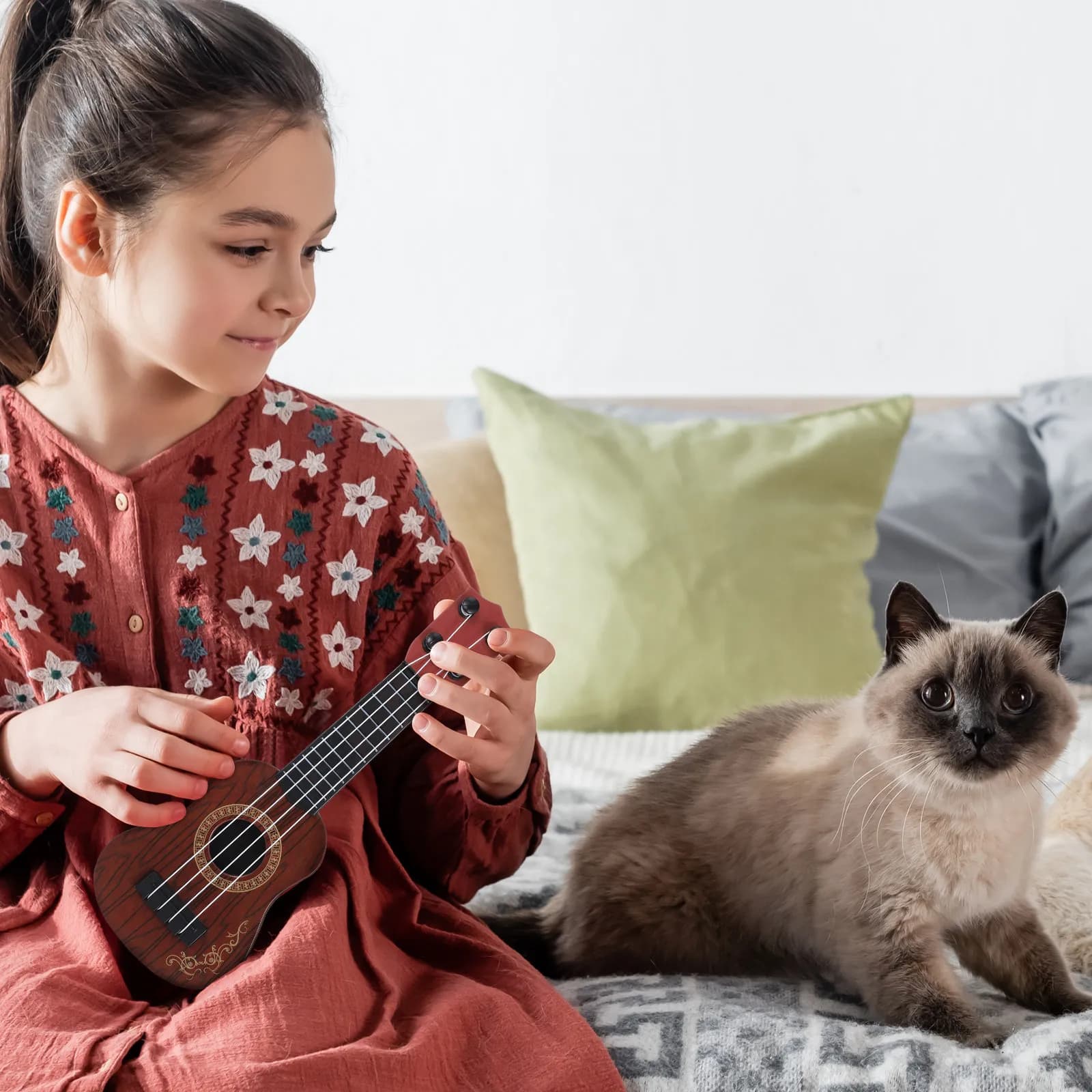 Ukulele per bambini, strumento musicale, corde in nylon, suono realistico, divertente regalo educativo per bambini piccoli, educazione musicale per principianti