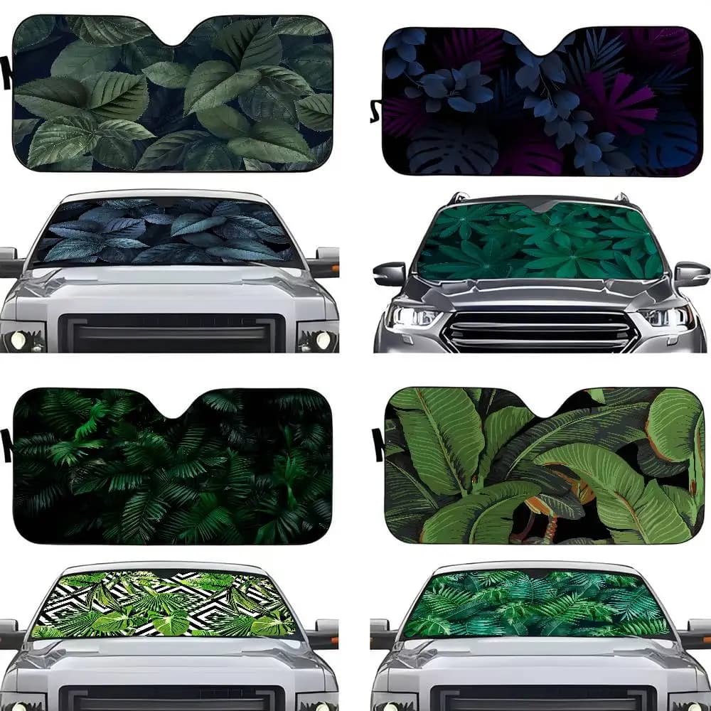Tropical Palm Leaf Cactus Windshield Sun Shade Car Solar Reflector Protector Window Visor Screen Cover Vehicle Windscreen