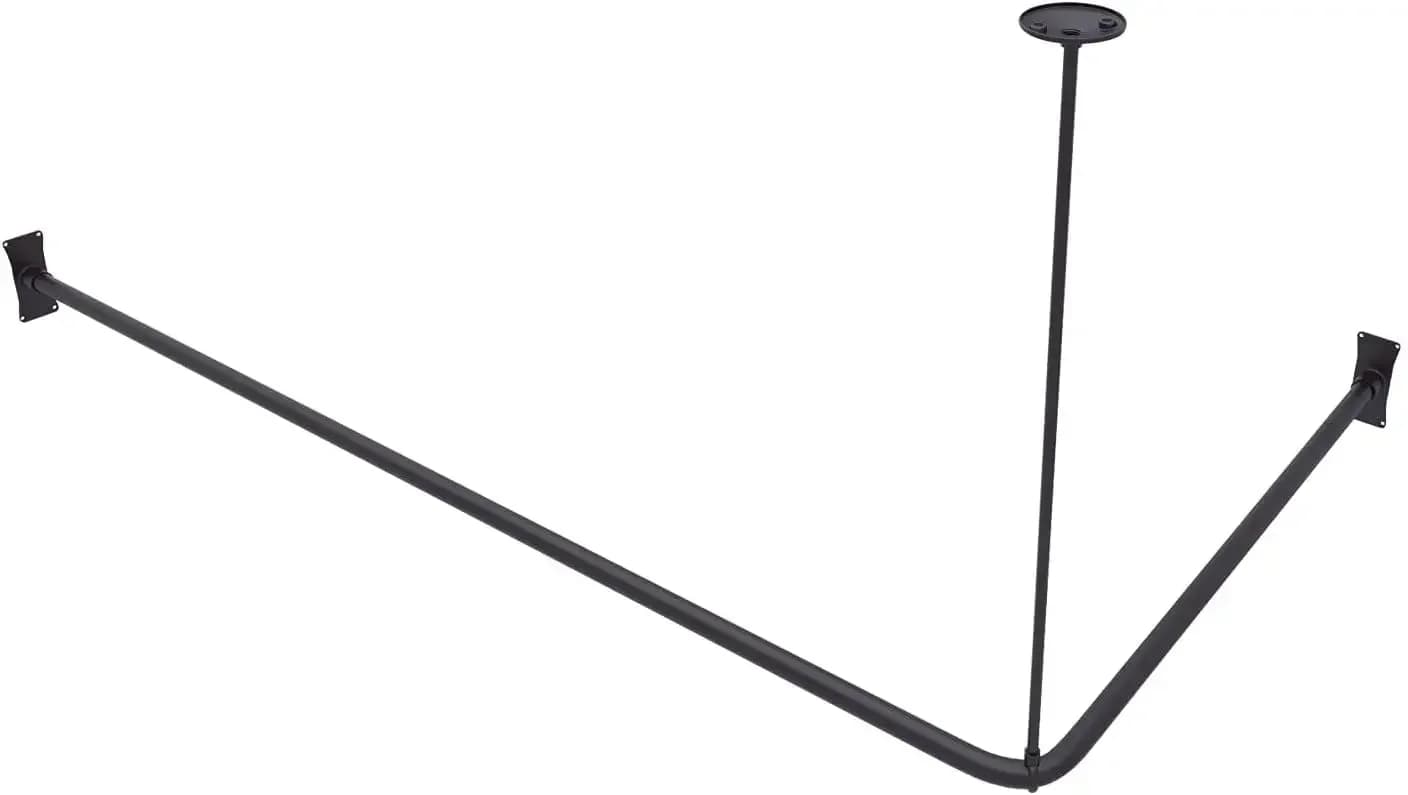 Asta per tenda doccia angolare in alluminio da 60'' x 30'' con supporto a soffitto, finitura bronzo lucidato a olio