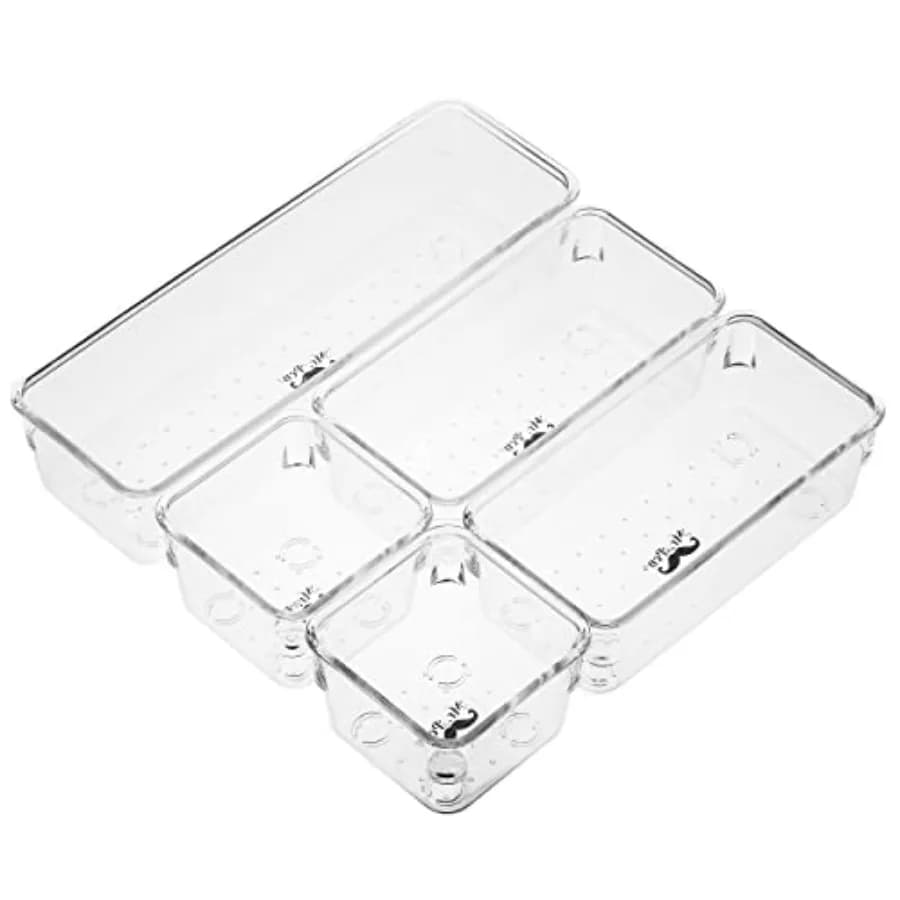 - Drawer Organizers Set, 5 pcs, Clear Plastic Drawers Organizer Makeup Drawer Organizer, containers for Organizing, Desk Drawer