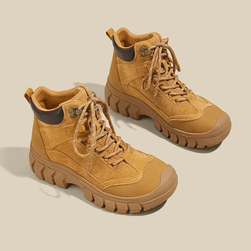 Women's boots 2026 tourism workwear outdoor women's thick soled British style hiking and mountaineering short boots